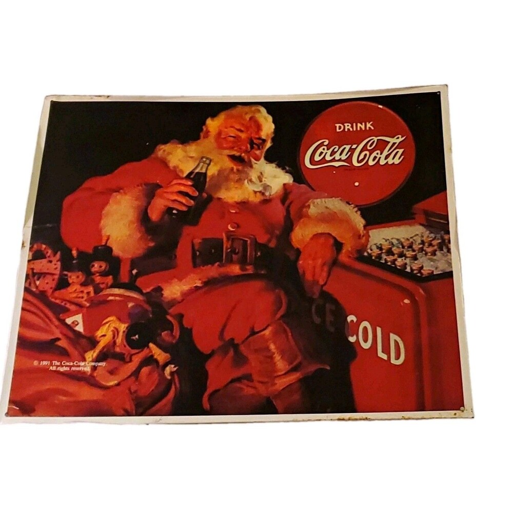 Coca-Cola Drink Coca-Cola Santa Advertising Sign Reproduction 1991